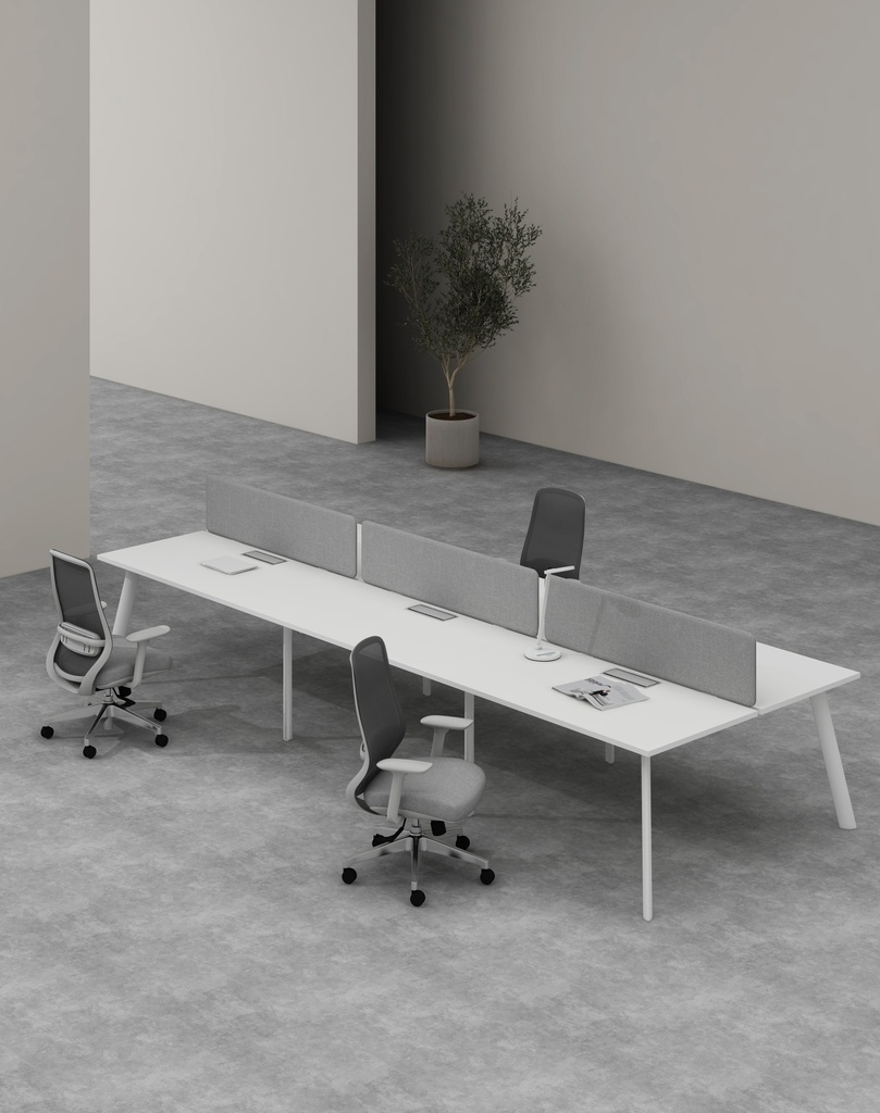 Agile 2 Series - Double side workstation (Cluster of 6) (MF001 Moonlight White, 4200*1525*750, white)