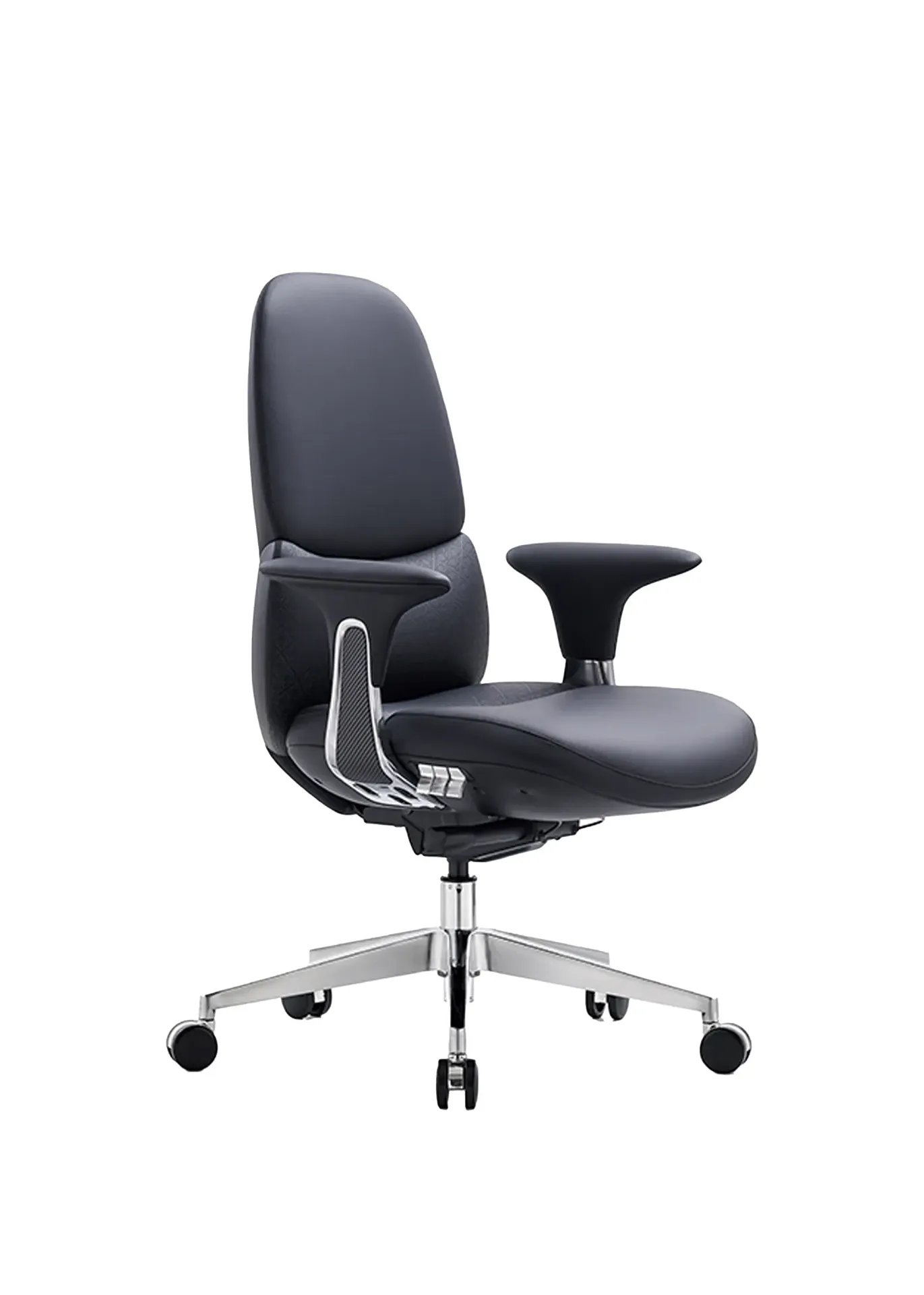 [CL19-PM] SERMON PU Leather  Mid Back Executive Chair (Black-Smooth leather)