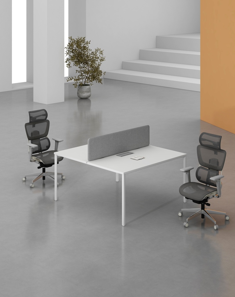 Agile Series - Double side workstation (Cluster of 2) (MF001 Moonlight White, 1400*1525*750, white)