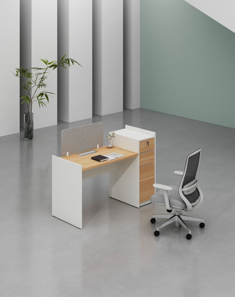 Feta Series- Single side one person workstation with Pedestal having 2 drawers and 1 filing cabinet
