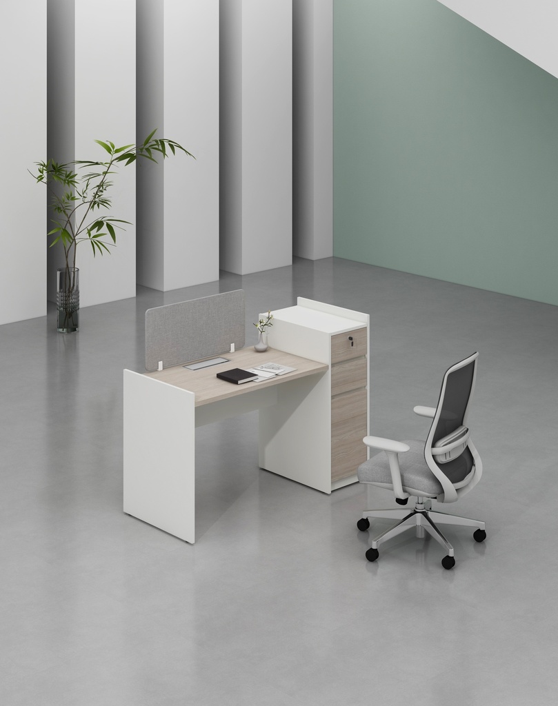 Feta Series- Single side one person workstation with Pedestal having 2 drawers and 1 filing cabinet