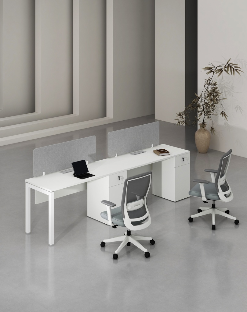 Base Series - Single Side WS (2pax) with Pedestal (1D+1F) (MF001 Moonlight White, 2800*600*750)