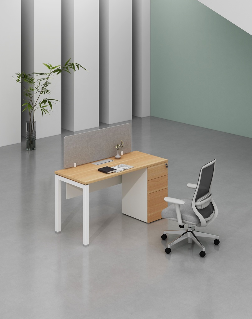 Base Series- Single side one person workstation (Straight leg)  with 3-Drawer Fixed Pedestal